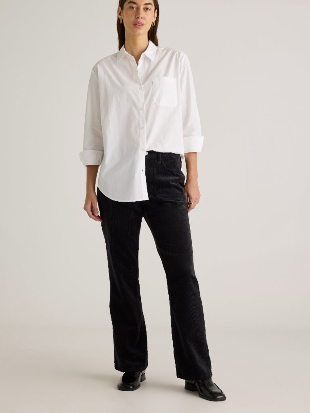 Quince Corduroy Flare Pants in Black